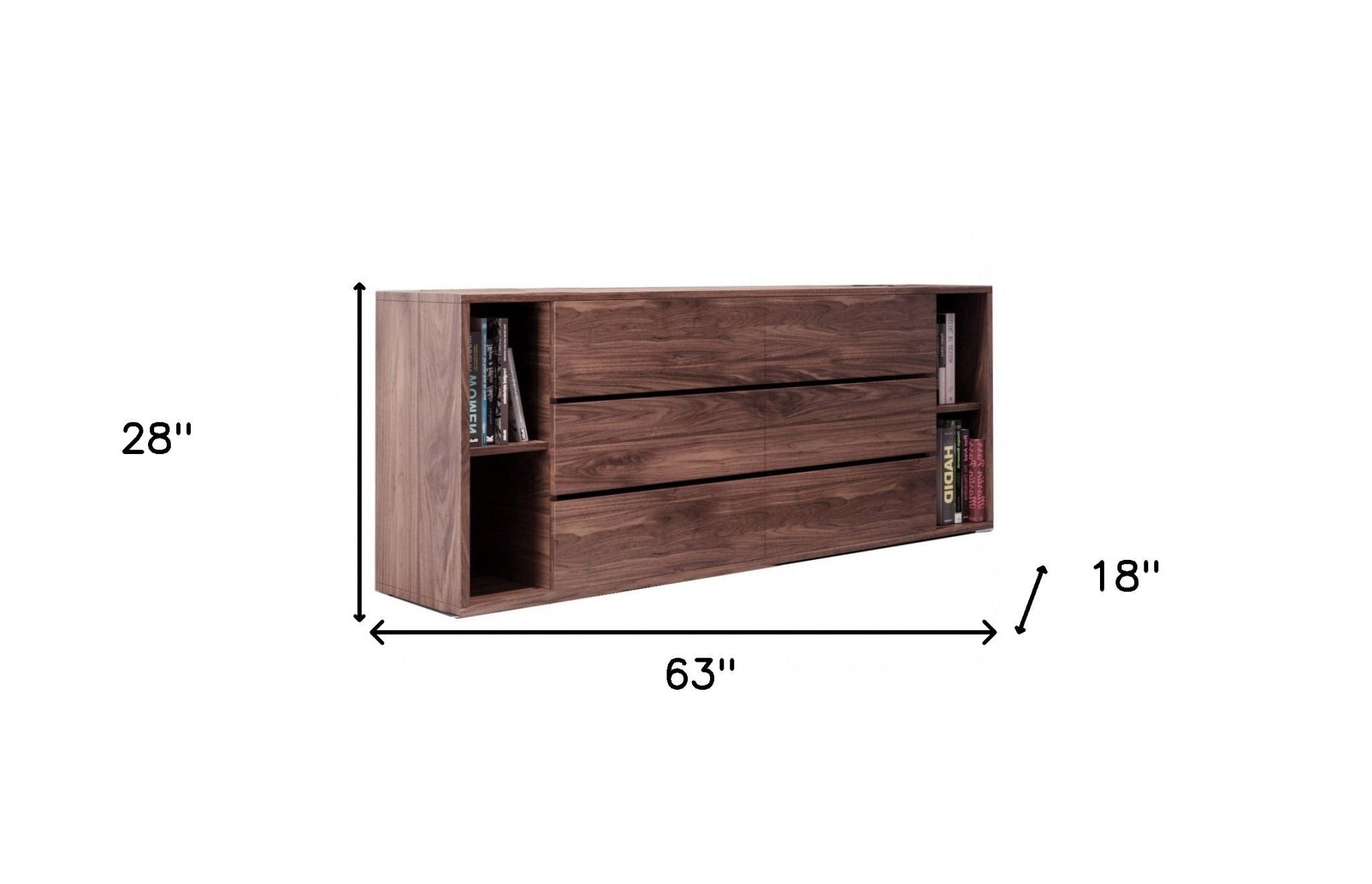 Wood Six Drawer, Double Dresser - Walnut