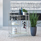 Derion - 3-Tier Rectangular Glass Shelf Metal Bar Cart - Chrome by CoasterEssence | Bel Furniture