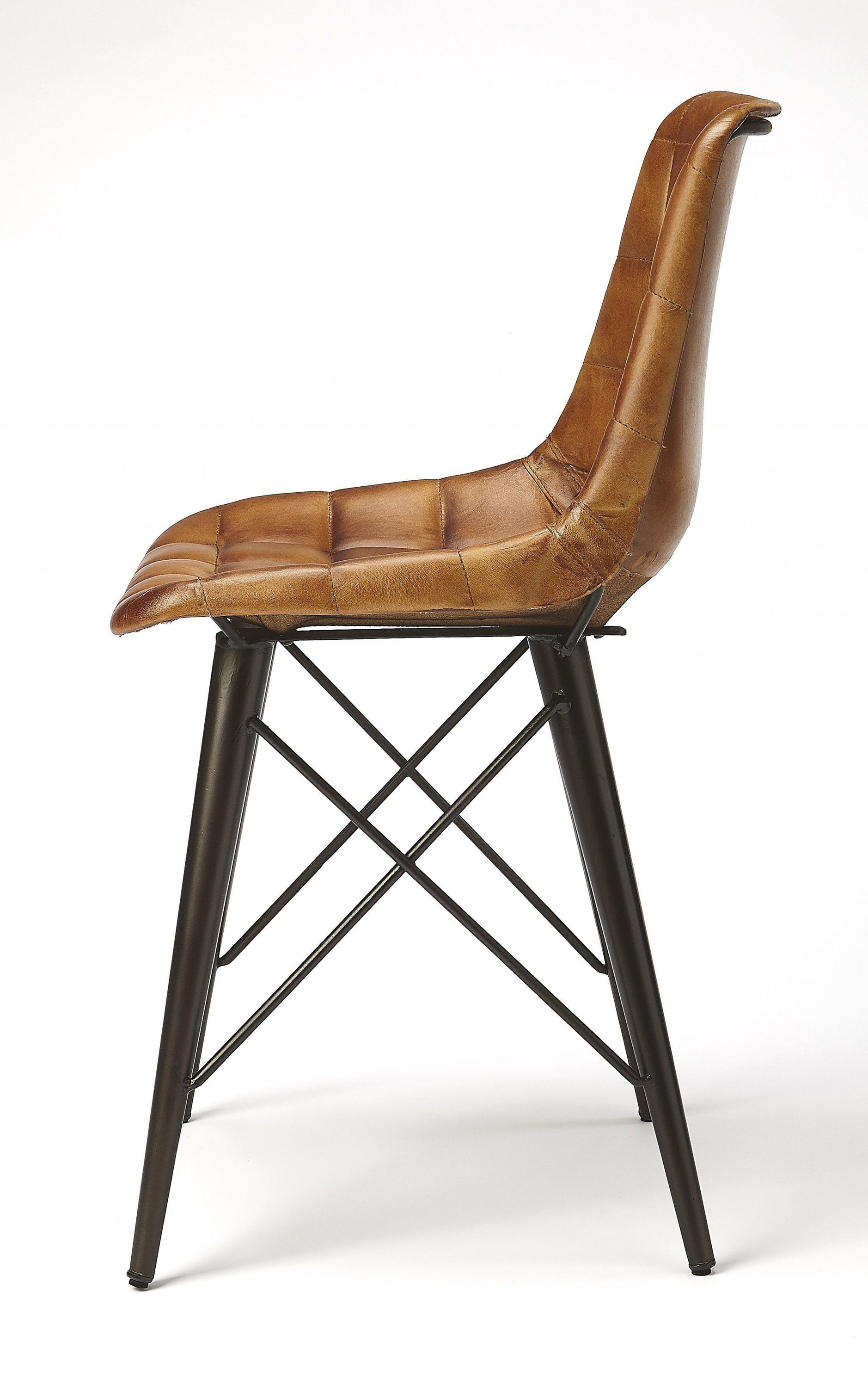 Faux Leather Tufted Side Chair - Brown