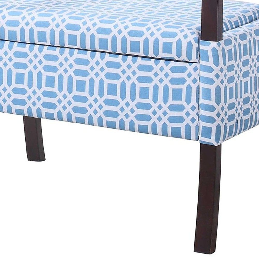 Polyester And Dark Brown Ottoman - Blue / White