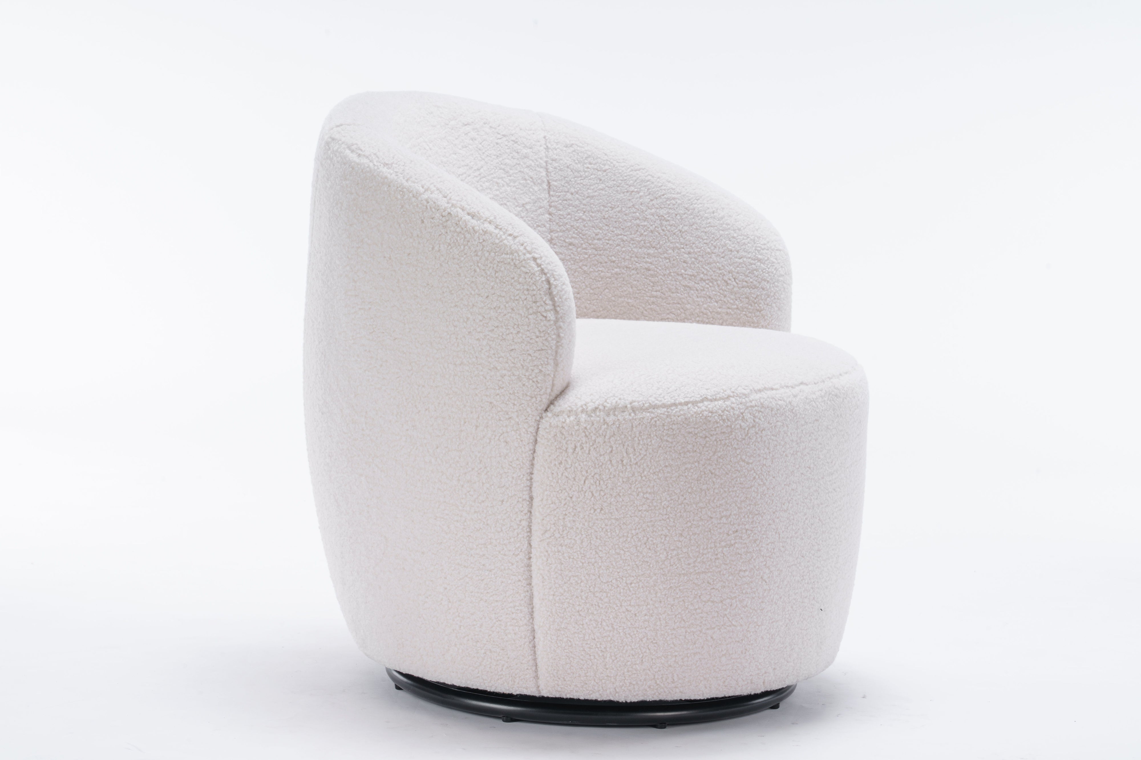 Teddy Fabric Swivel Accent Armchair Barrel Chair With Powder Coating Metal Ring