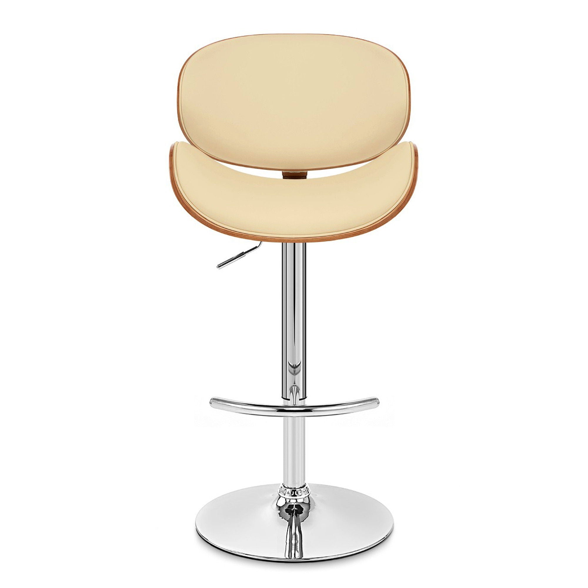 Swivel Low Back Adjustable Height Bar Chair - Cream / Silver