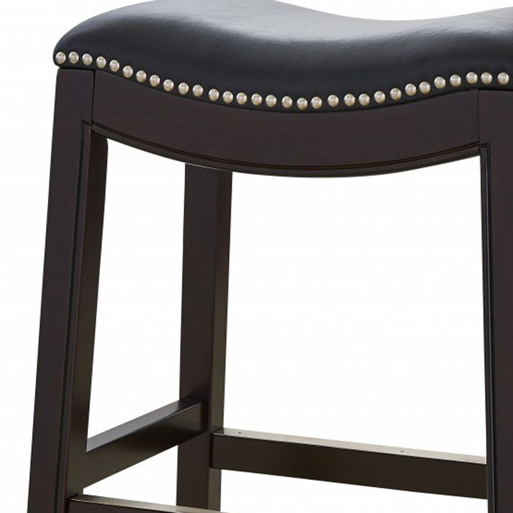 Solid Wood Backless Bar Height Bar Chair - Black / Espresso