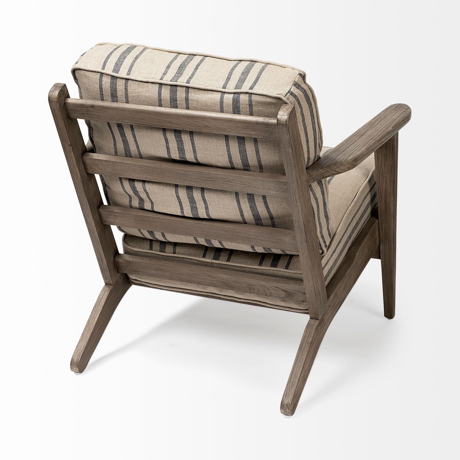 Striped Fabric Wrapped Accent Chair With Wooden Frame - Light Brown