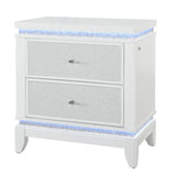 Adalid - Nightstand With Glittered Drawer Front And LED Lighting - White