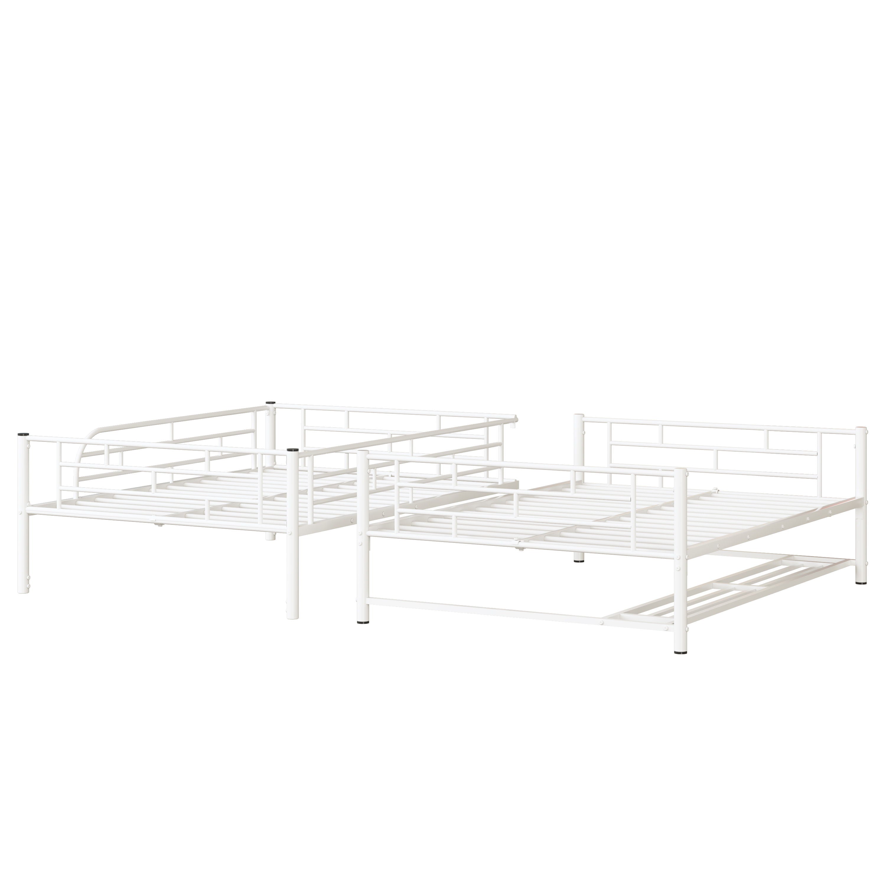 Metal Bunk Bed With Shelf And Guardrails