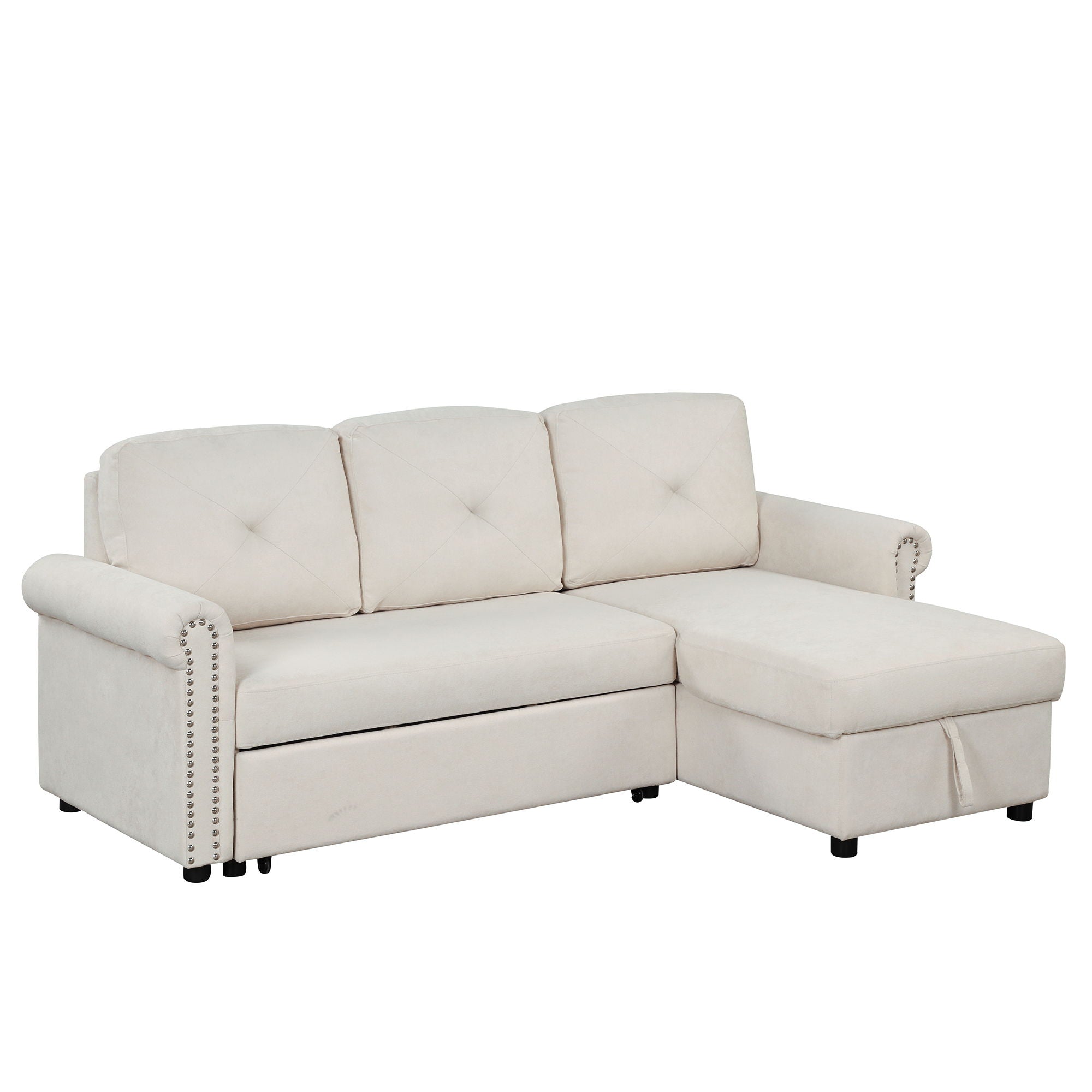 Modern Convertible Sleeper Sofa Bed With Storage Chaise