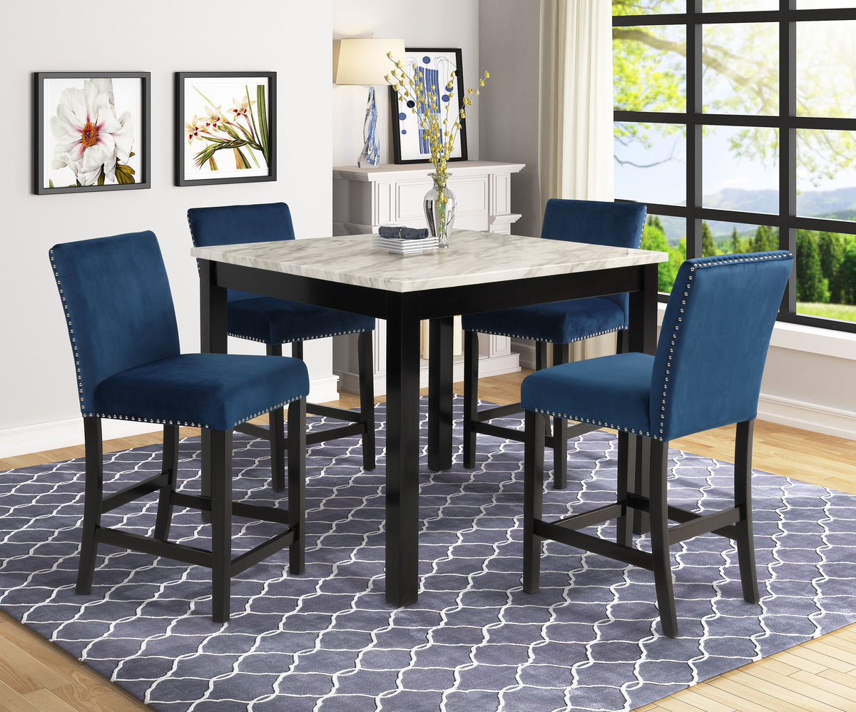 Lennon - Counter Height Table Set Blue 5 Pc. Table, 4 Chairs by Crown Mark | Bel Furniture