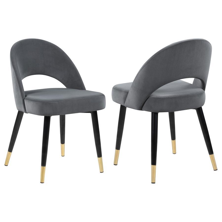 Lindsey - Upholstered Dining Side Chair (Set of 2) Dark Gray by CoasterEssence | Bel Furniture