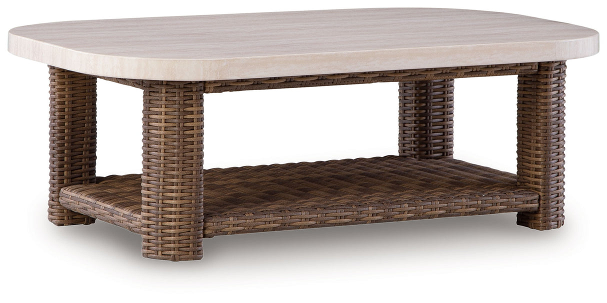Dolan Creek - Rectangular Cocktail Table - Beige / Brown