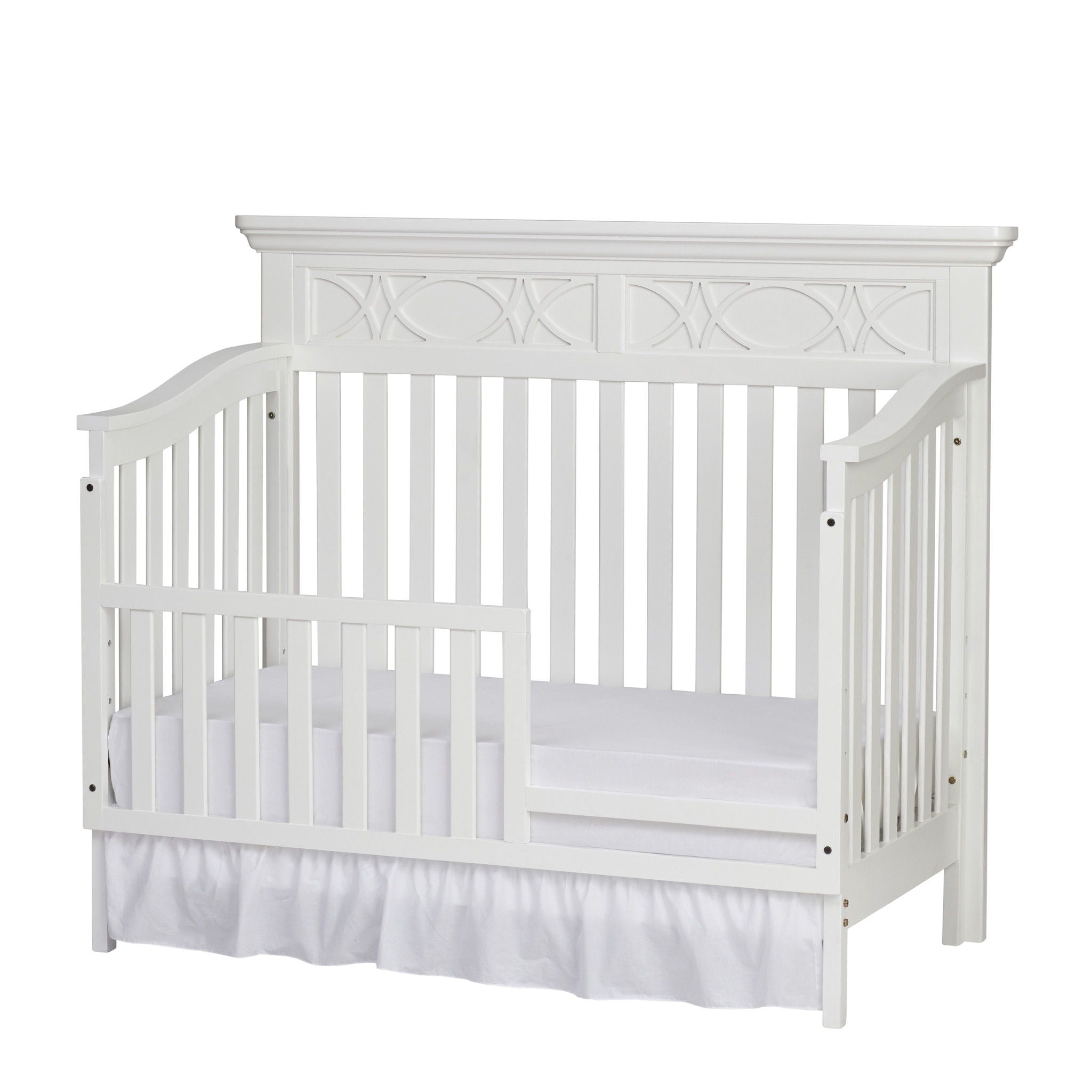 Solid And Manufactured Wood Standard Four In One Convertible Crib - White