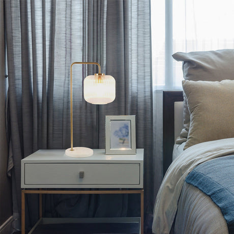 Haven - Clear Table Lamp, Button Control - Gold / White / White Marble - view 5