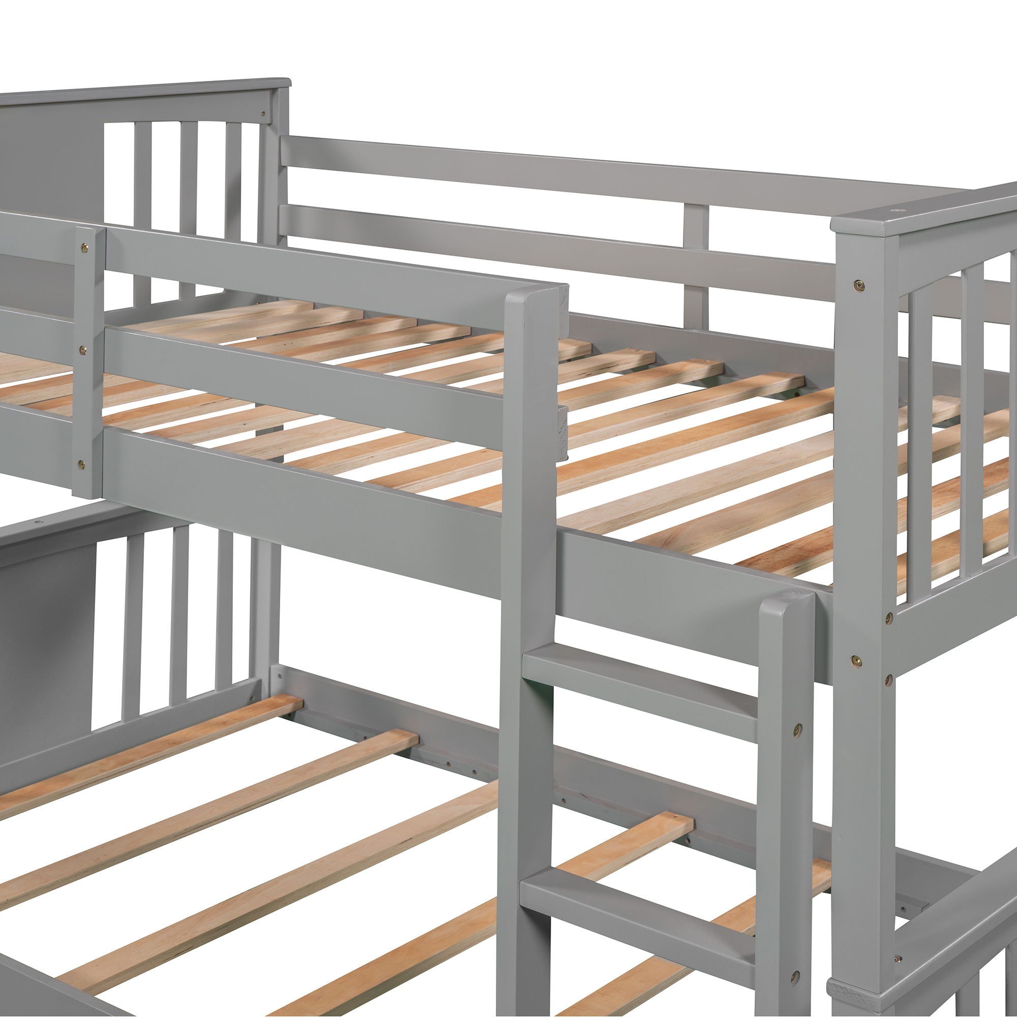 79.5" Twin Over Twin Bunk Bed With Ladder - Gray