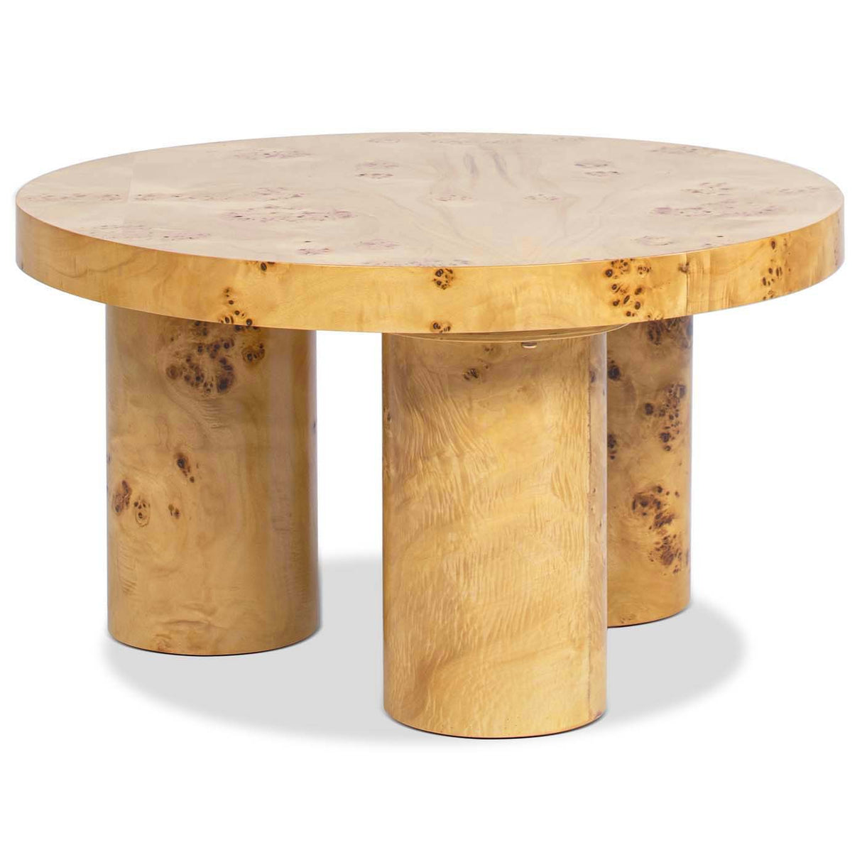 Nebula - Round Pillar Leg Coffee Table - Warm Natural Brown Burl by Jennifer Taylor Home | Bel Furniture