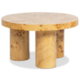Nebula - Round Pillar Leg Coffee Table - Warm Natural Brown Burl by Jennifer Taylor Home | Bel Furniture