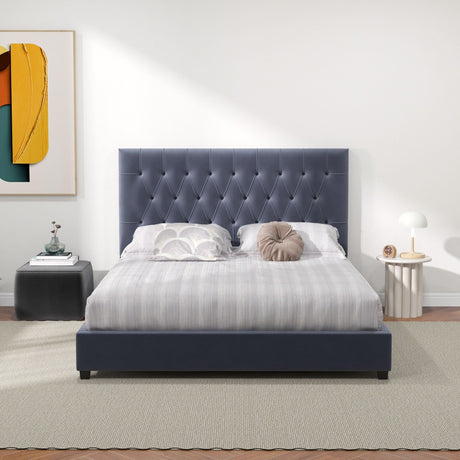 Donald - Mid-Century Modern Upholstered Platform Bed - view 11