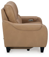 Mosswell - Power Reclining Loveseat With Adj Headrest - Toffee