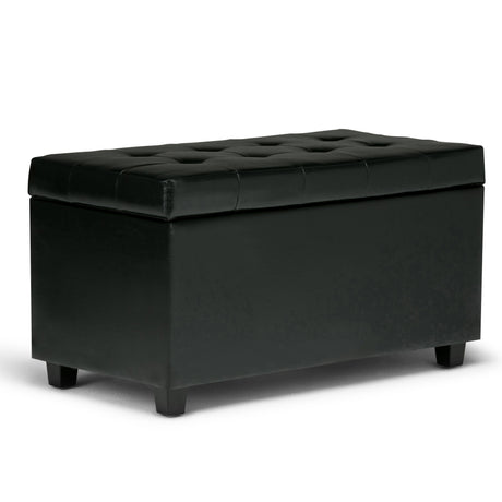 Cosmopolitan - Storage Ottoman - Midnight Black by Simpli-Home | Bel Furniture