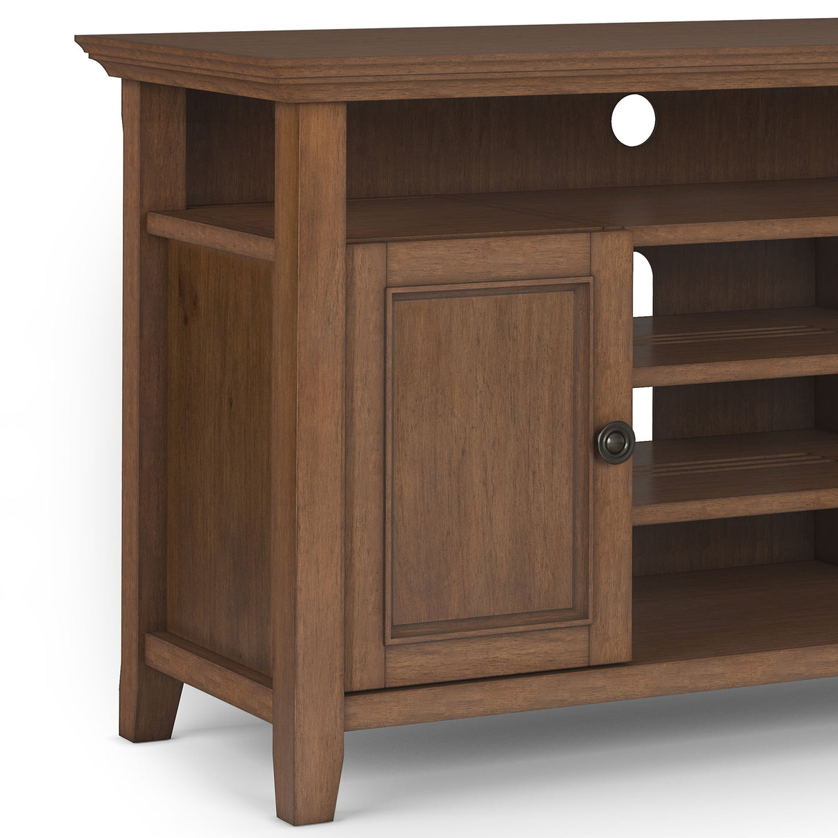 Amherst - TV Media Stand - Rustic Natural Aged Brown by Simpli-Home | Bel Furniture