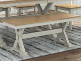 Purlaney - Antique White / Natural - Large Dining Room Bench by Signature Design by Ashley® | Bel Furniture