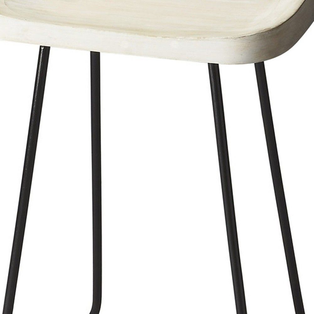 And Iron Backless Counter Height Bar Chair - Off White / Black