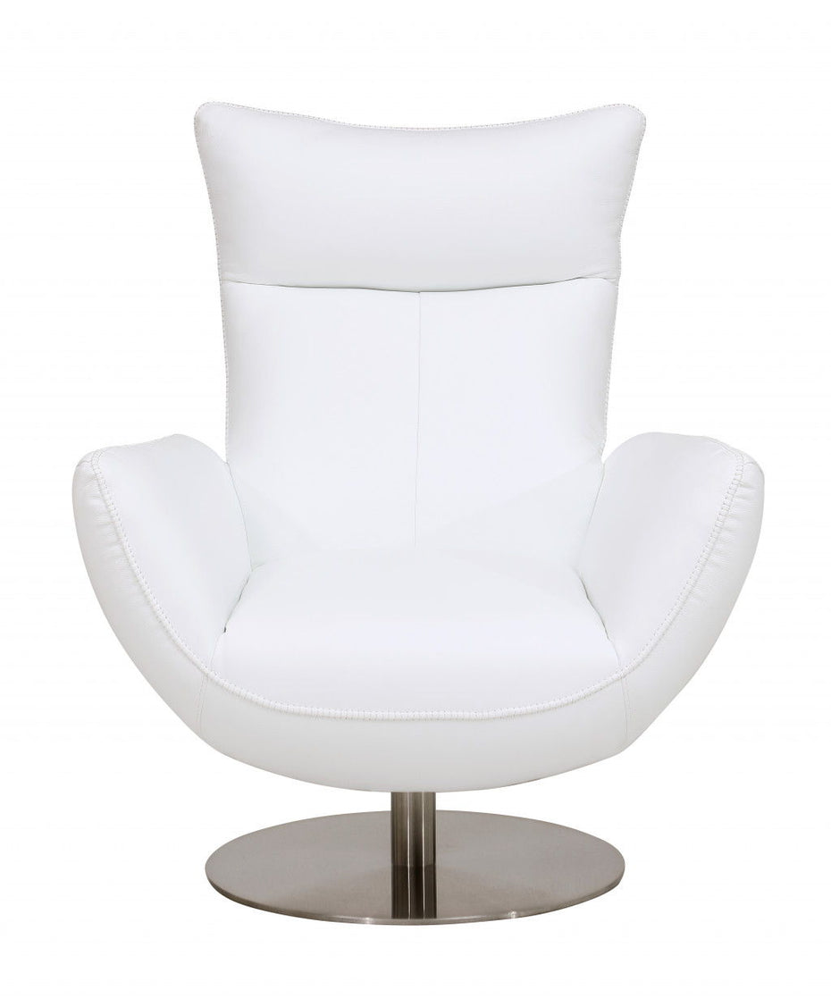 Contemporary Leather Lounge Chair - White