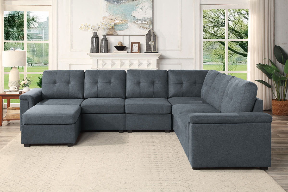 Isla - Fabric Sectional Sofa With Ottoman by Lilola Home | Bel Furniture