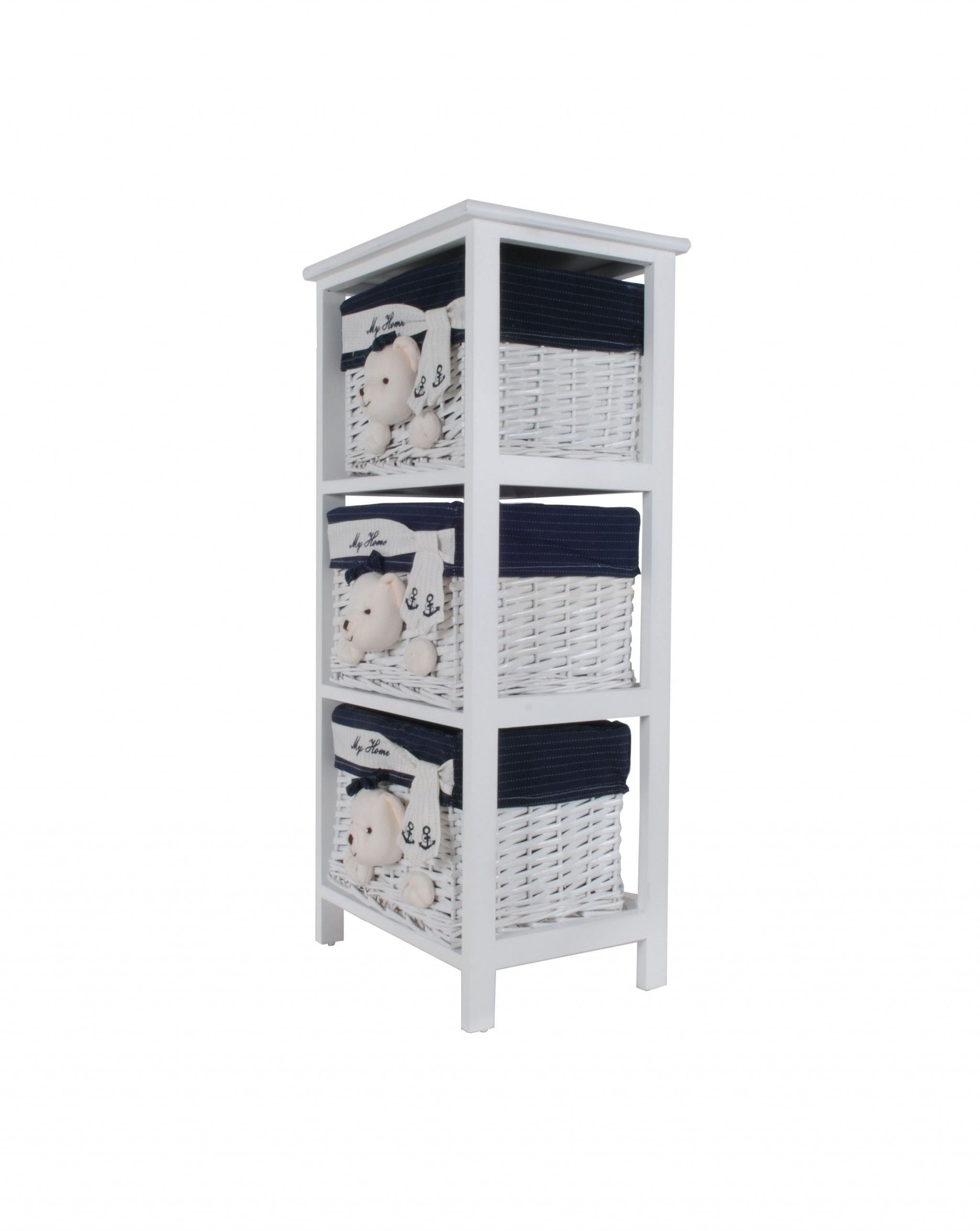 Portable 3 Drawers - White Blue