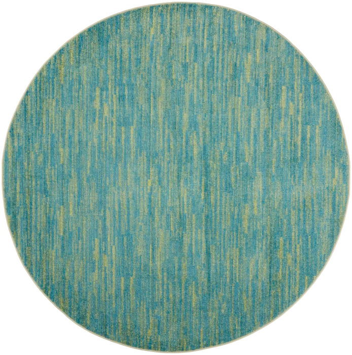 8' X 8' Round Striped Non Skid Indoor / Outdoor Area Rug - Blue / Green