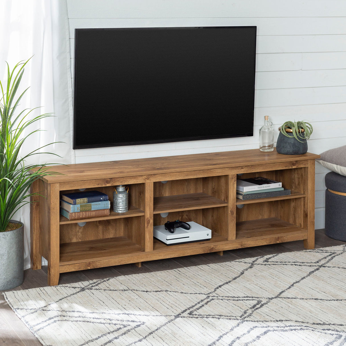 Modern Transitional 3 Shelf Open Storage 70" TV Stand For 80" TVs by Walker Edison | Bel Furniture