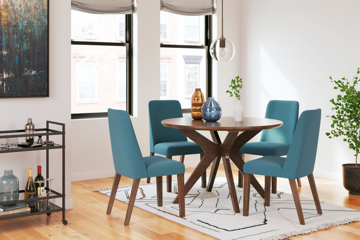 Lyncott - Dining Room Table Set Blue 5 Pc. Dining Room Table, 4 Side Chairs by Signature Design by Ashley® | Bel Furniture