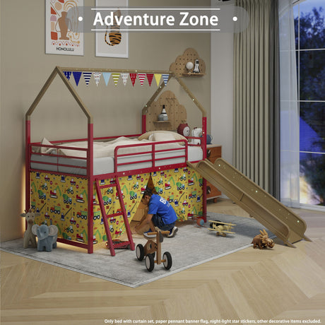Jack - House Loft Bed With Slide And Curtain Set - view 42