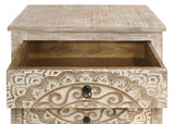 Mariska - 3-Drawer Wood Mandala Cabinet - Distressed White by Coaster Fine Furniture | Bel Furniture
