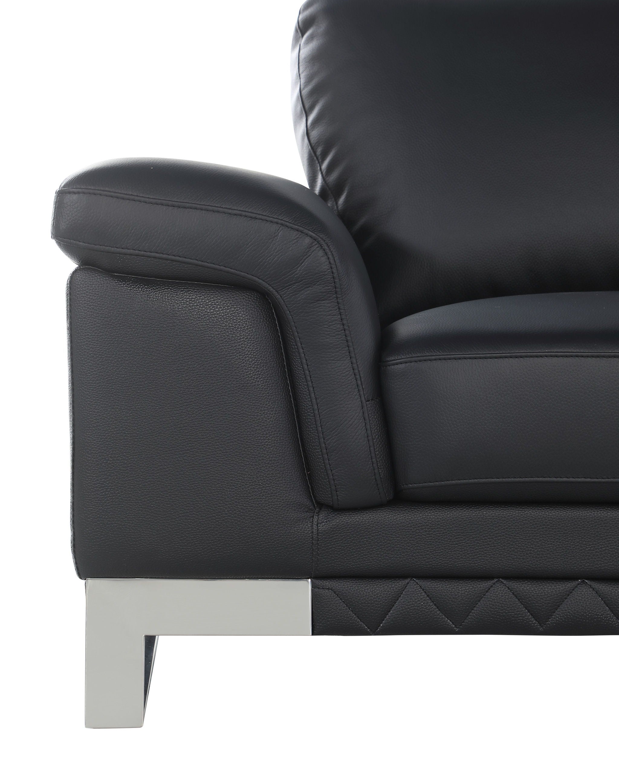 Love Seat Genuine Leather - Silver / Black