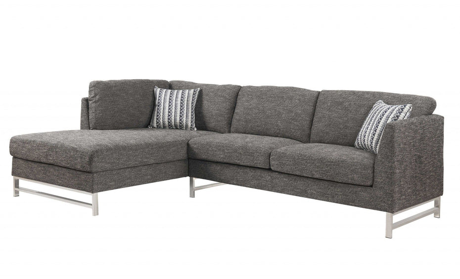 Linen Upholstery Metal Leg Sectional Sofa - Gray