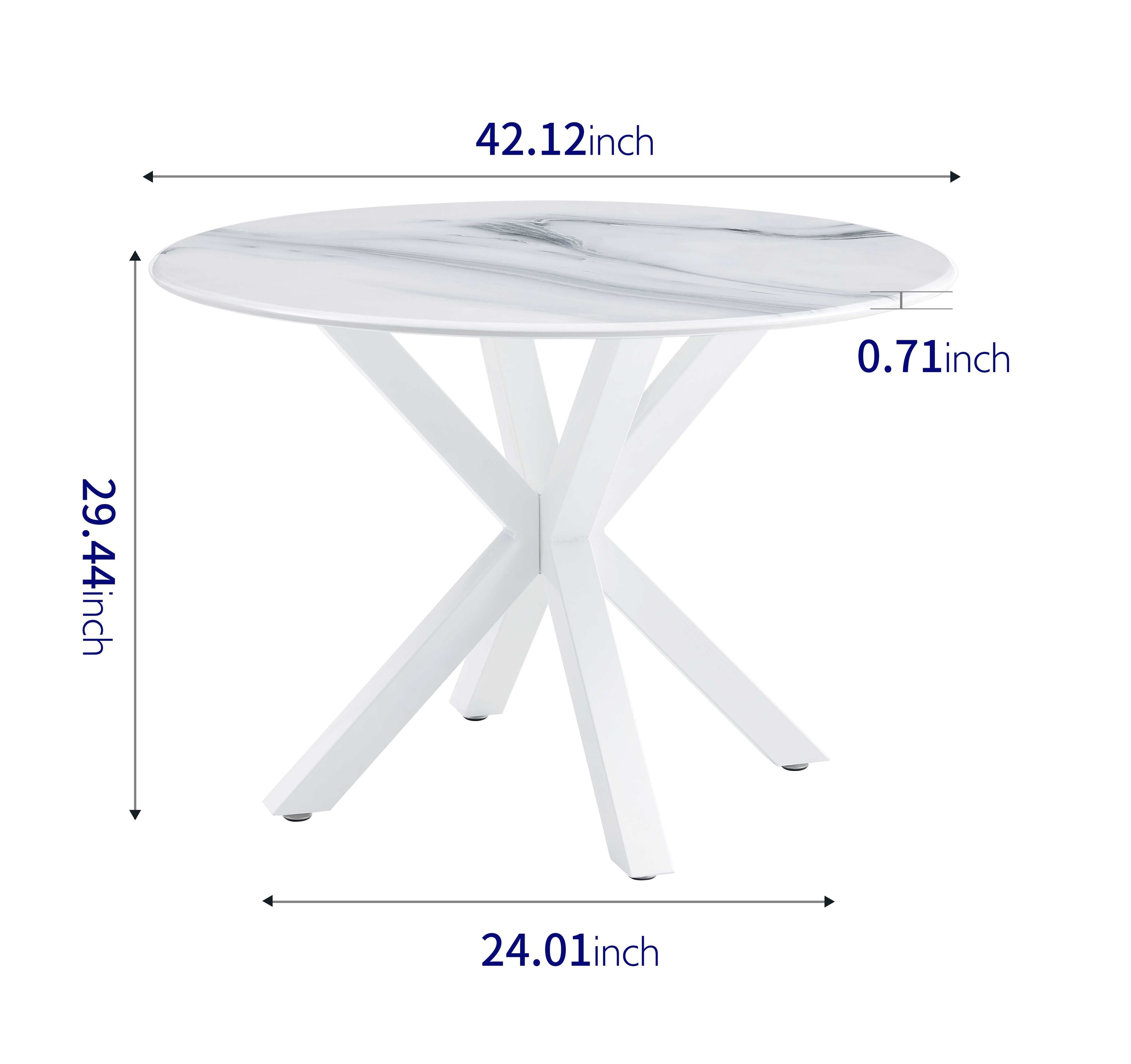 5 Pieces Dining Set, Table Cross Leg Mid-Century Dining Table For 4 - 6 People With Round Table Top, Pedestal Dining Table, End Table Leisure Coffee Table - White