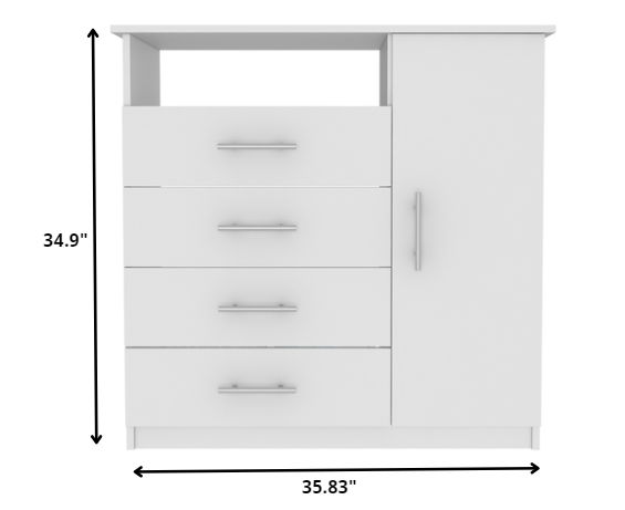 4 Drawer Combo Dresser - White