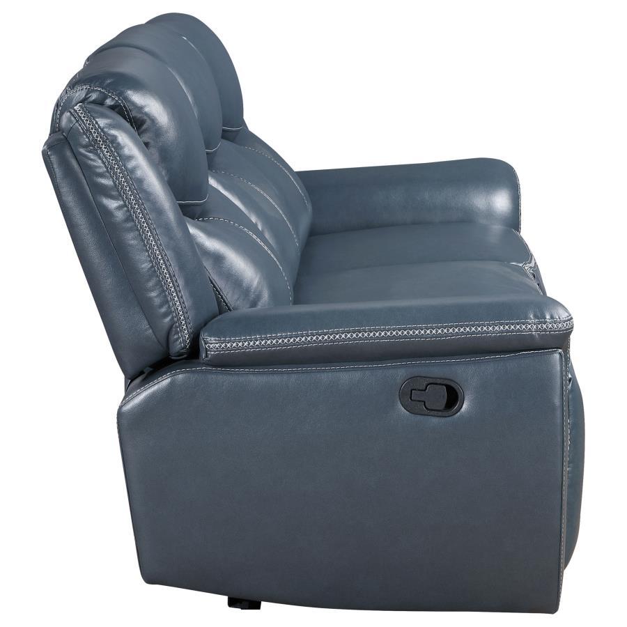 Sloane - Upholstered Padded Arm Reclining Sofa - Blue by Coaster Fine Furniture | Bel Furniture