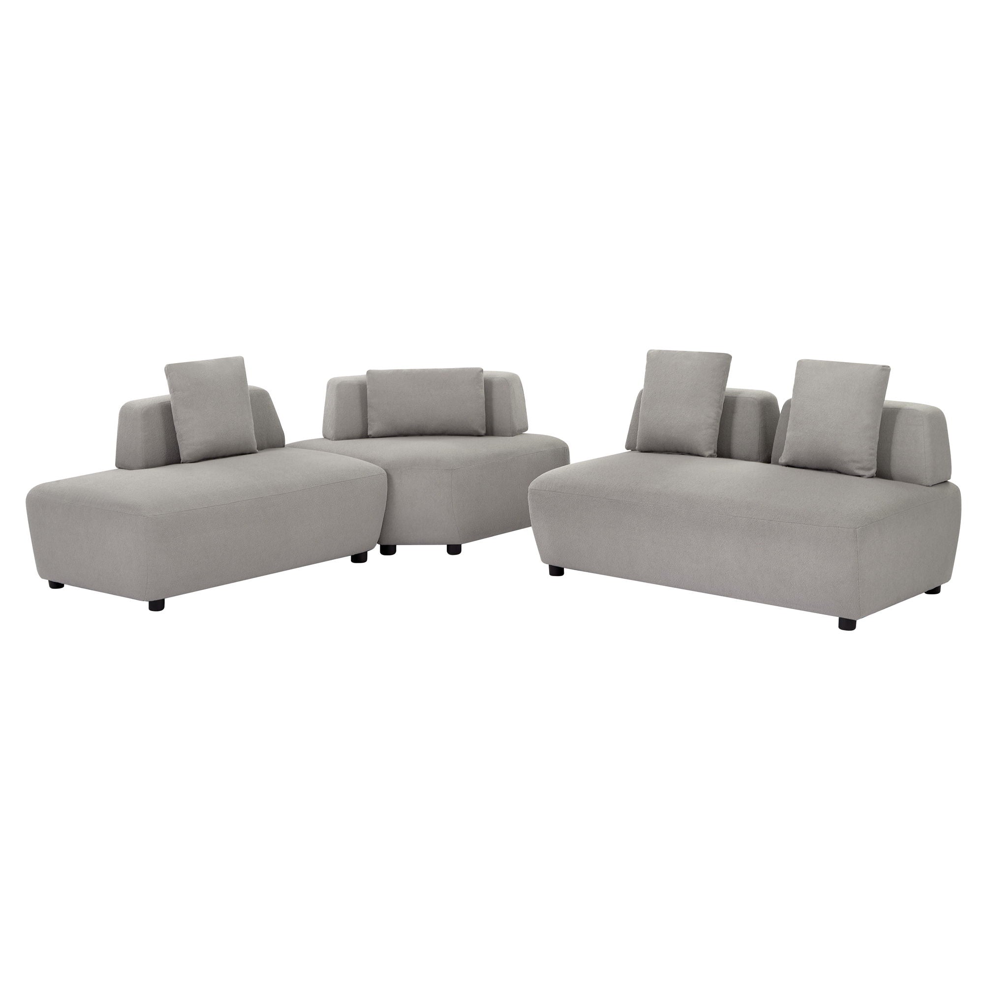 Contemporary 3 Piece Sectional Sofa Free Convertible Sofa With Four Removable Pillows For Living Room