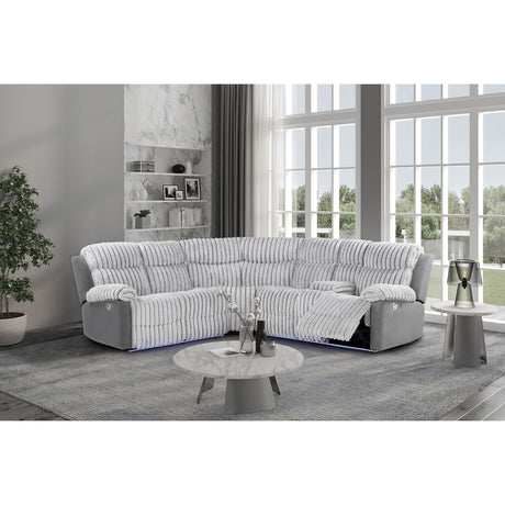 Bruni - Sectional Sofa With LED Lighting And Manual Recline - Gray - view 5