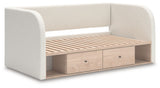 Arloster - Full Upholstered Day Bed With Storage - Tan / White