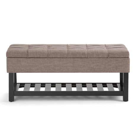 Saxon - Upholstered Transitional Storage Ottoman Bench - view 2