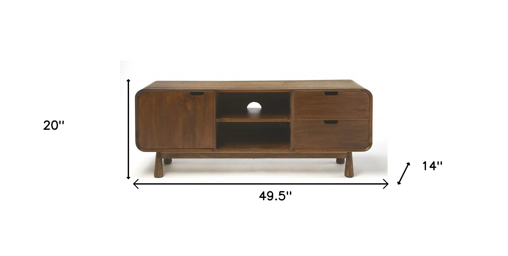 Wood Curved Edge Enclosed Storage TV Stand - Medium Brown