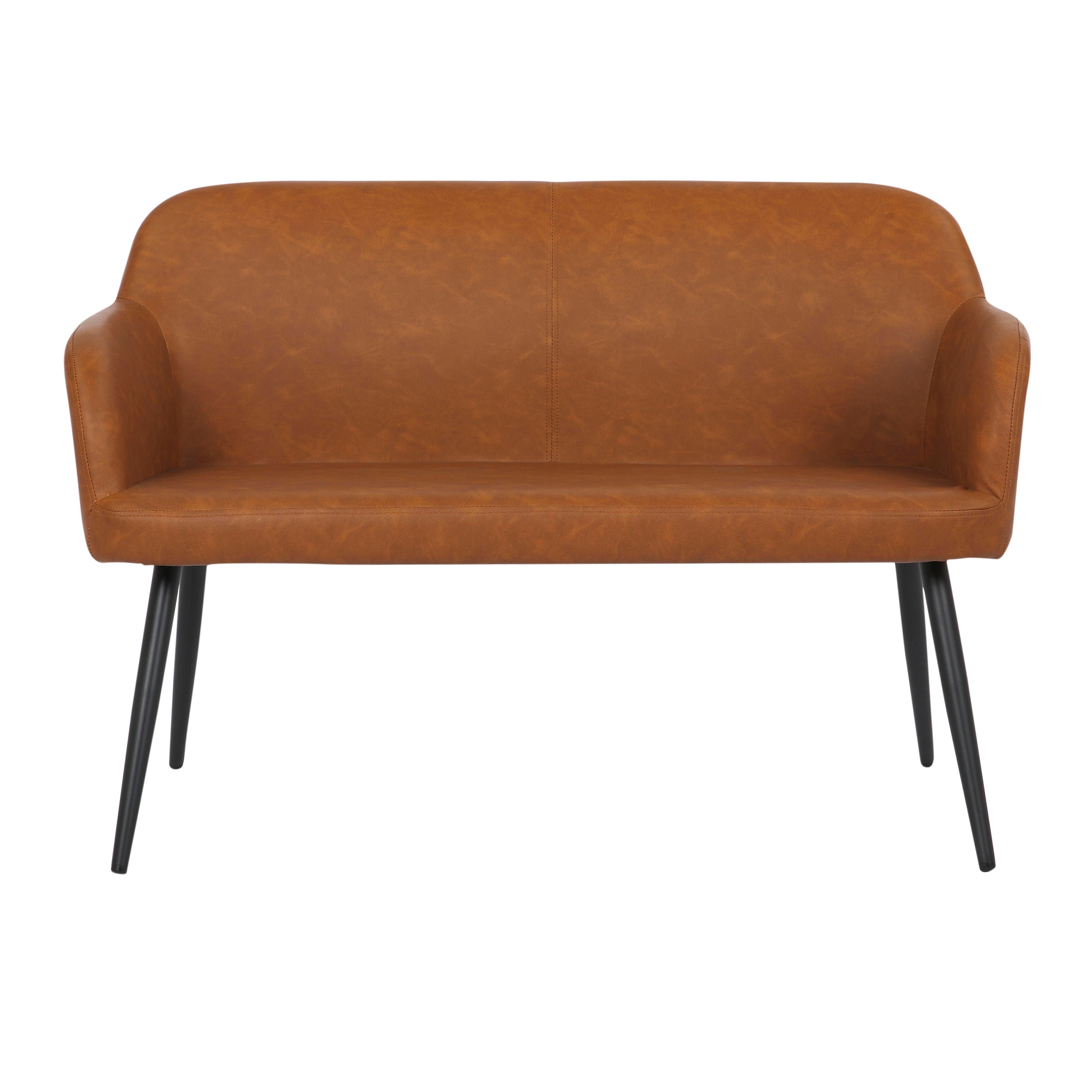 Daniella - Industrial High Back Bench - Black / Camel