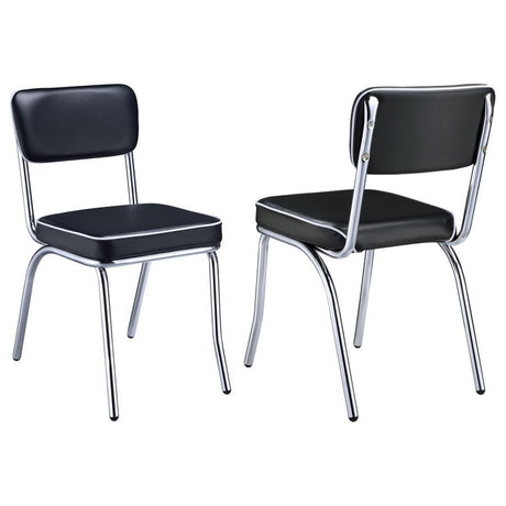 Retro - Upholstered Dining Side Chair (Set of 2) Black by CoasterEveryday | Bel Furniture