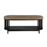 Scandi - Upholstered Top Storage Bench With Lower Shelf - Black by Walker Edison | Bel Furniture