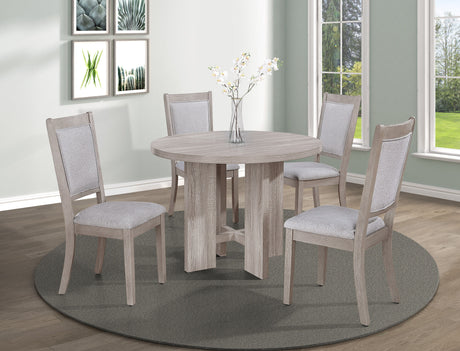 Amara - 5 Piece Round Dining Set Drift Wood - Drift Wood by Crown Mark | Bel Furniture