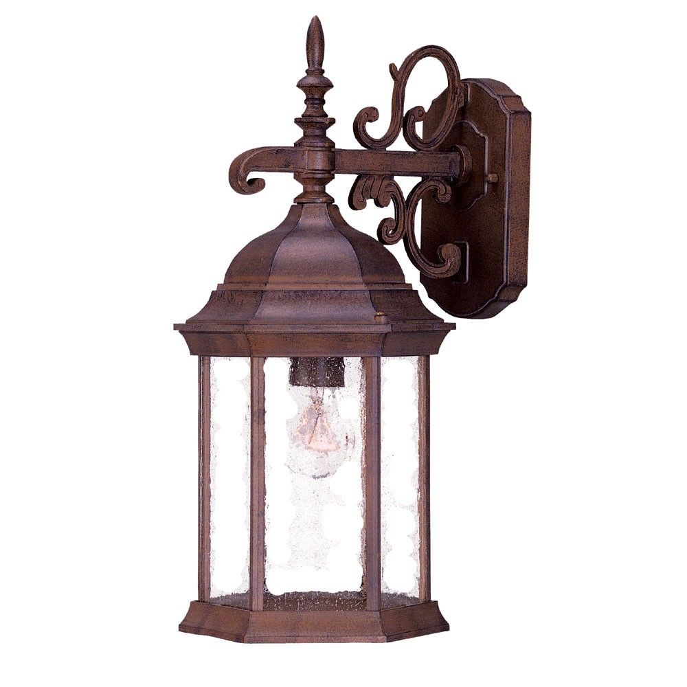 Narrow Domed Hanging Lantern Wall Light - Brown