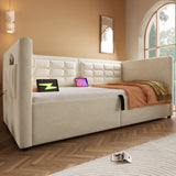 Upholstered Daybed With Hydraulic Storage And USB / Type - C Charging