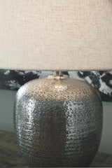 Magalie - Antique Silver Finish - Metal Table Lamp by Signature Design by Ashley® | Bel Furniture